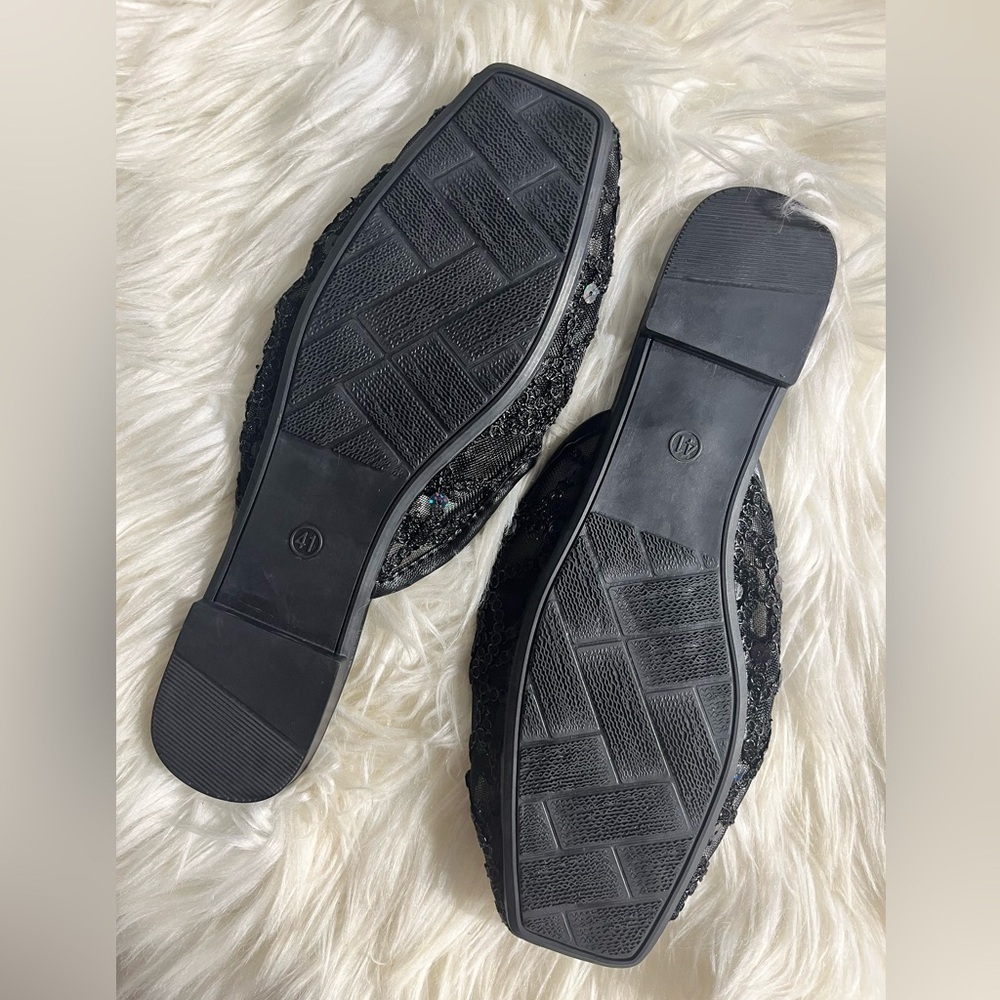 Elegant Black Sequin Mules - Picture 4 of 6